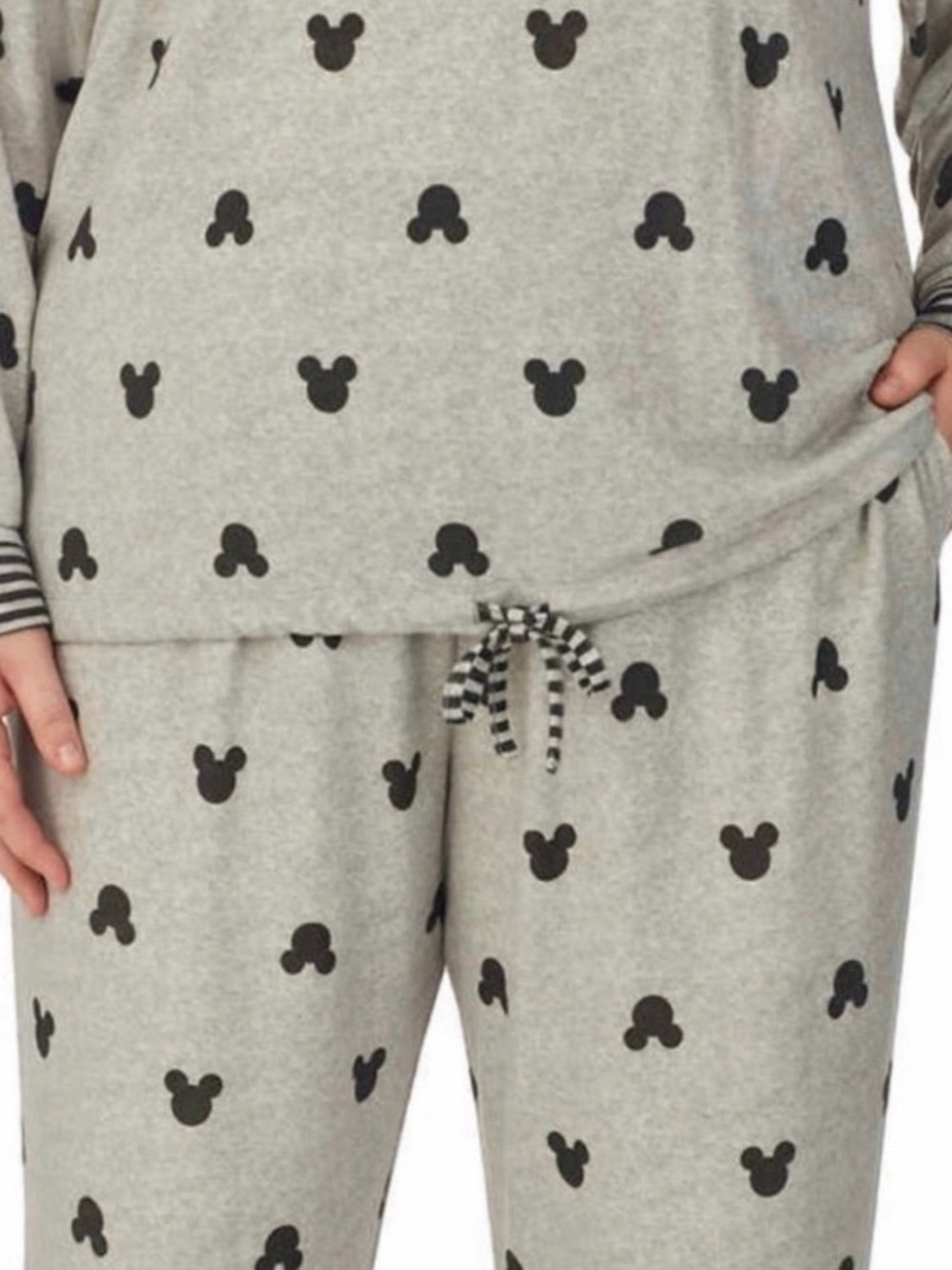 Disney Gray & Black Mickey Mouse Pattern Pajama Pant Set XL - Picture 3 of 6